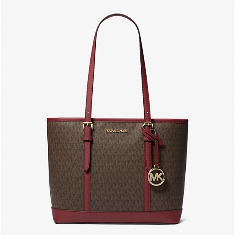 MICHAEL KORS LOGO SHOULDER
TOTE DARK CHERRY COLOR 14.75"W X
10"H × 5.5"D - Picture 8 of 16